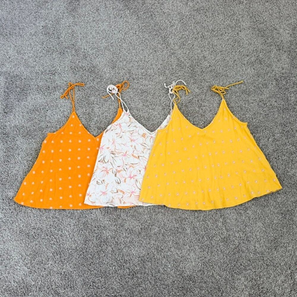 O'Neill Tanks Lot of 3 Women's Large Cropped Tops Orange White Yellow